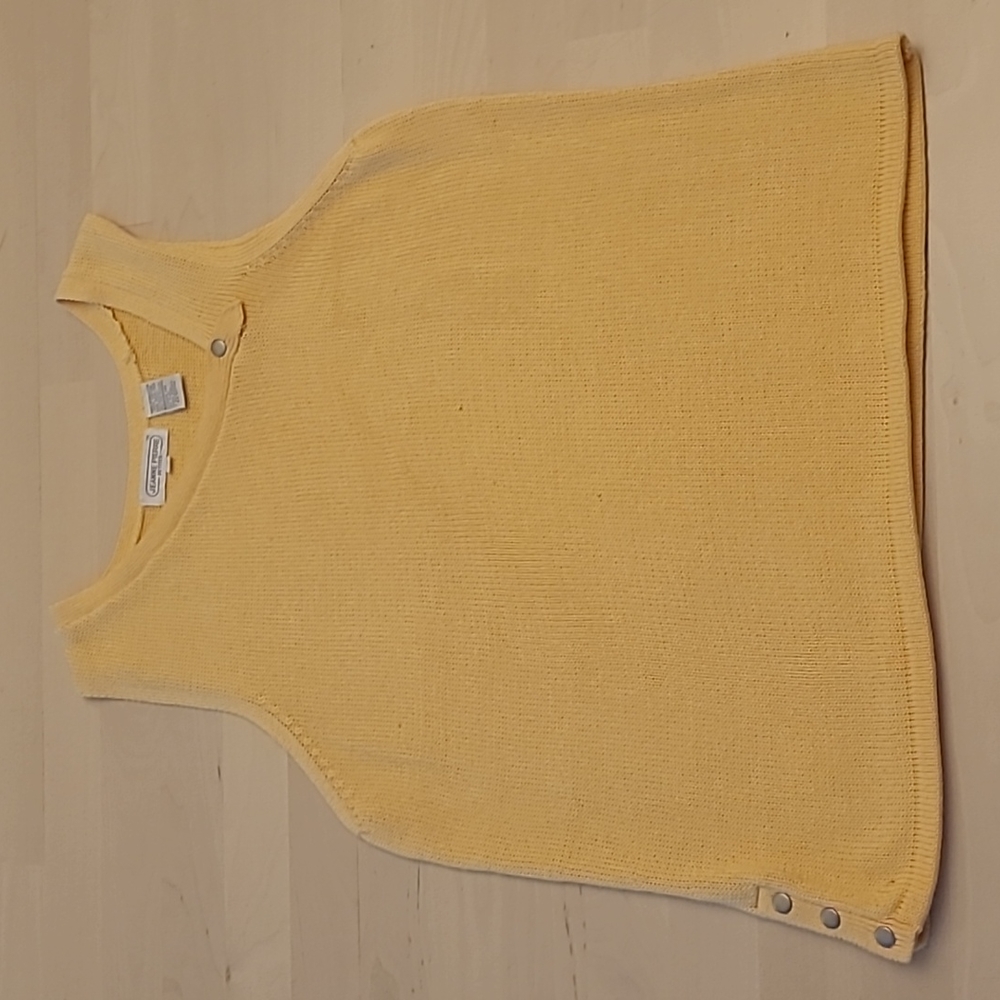 Vintage Jeanne Pierre Petites Yellow Sleeveless Asymetrical Neckline Sweater